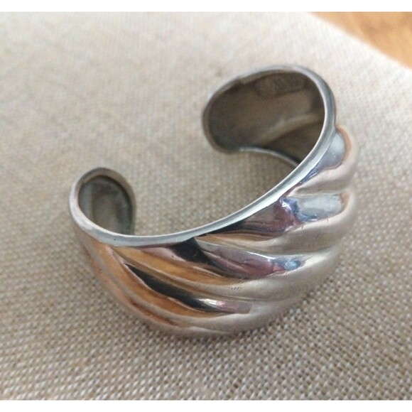 Vintage Los Ballesteros Taxco Mexico Wide Chunky Sterling Silver Cuff Bracelet - Picture 1 of 11